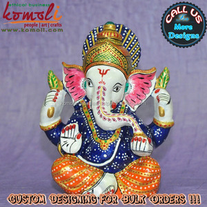 พระพิฆเนศ Meenakari แท้ของขวัญแต่งงานขนาดเล็กสีสันสดใส - Product Image 2