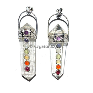 Colgantes de cristal en forma de pirámide, de cuarzo, doble punta, chacra - Product Image 1