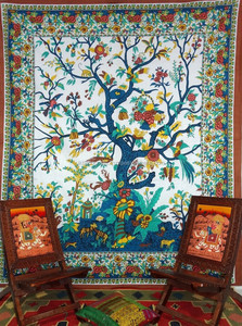 Mandala indio Árbol azul de la vida Tapiz en colgante de pared decorativo - Product Image 2