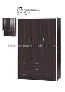 Armario de aglomerado de 3 puertas y 3 cajones de alta calidad de Malasia, diseño moderno, estantes múltiples, plegable, hogar, dormitorio, almacén, uso 1275 - Product Image 5