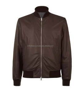 Veste d'hiver décontractée pour hommes XL Plus Bomber en cuir marron véritable Tissu non tissé sans couture écologique multicolore en option - Product Image 1