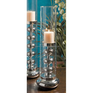 Silver Metal and <b>Glass</b> <b>Hurricanes</b> Pillar Candle Holder for Wedding Event Party Tabletop Decor Centerpiece <b>Hurricanes</b> - Product Image 2