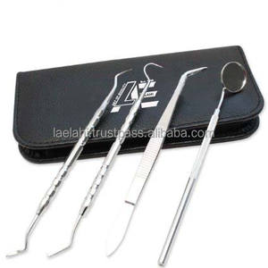 Juego de 4 Herramientas de Higiene Dental, Espejo Bucal, Raspador de Sarro, Instrumentos Dentales de Acero Inoxidable Plateado - Product Image 1