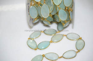 Jeu de lunette de calcédoine Aqua, chaîne de connecteur en pierre précieuse - Product Image 2