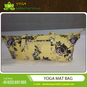 Kit de sac de tapis de Yoga imprimé floral 100% coton de haute qualité marque privée OEM de l'Inde pour tapis de transport et accessoires de gymnastique - Product Image 3