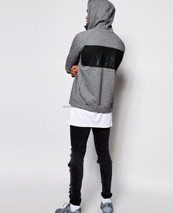 Vente en gros de sweats à capuche en coton uni pour hommes, fermeture éclair contrastée imperméable, logo personnalisé OEM, streetwear d'hiver - Product Image 4