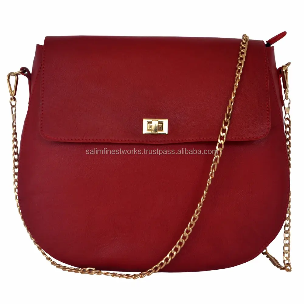 Buffalo Leather Woman Fashion Padlock Briefcase Satchel Handbag, Tablet, iPad Red Color Bag