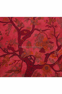 Tapices de algodón con estampado Floral étnico único Hippie bohemio psicodélico árbol vida colgante de pared colcha decorativa - Product Image 4