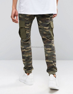 Camo Joggers baixa cintura moletom de algodão magro masculino personalizado com fechamento de cintura elástica e decoração de renda 100% algodão