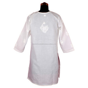 DRL028 Poulet brodé longue Kurta Tunique en coton indien Floral Top Western Party Wear pour les filles dans les tailles S M L XL XXL - Product Image 2