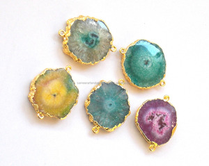 Connecteur de lunette en quartz solaire, pierre naturelle, plaqué or, 30mm - Product Image 2