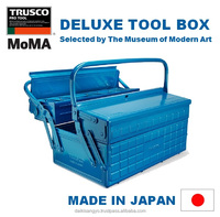 Boîte à outils Trusco Deluxe True Blue Heritage Design haute capacité, multifonctions, en acier émaillé, modèle Tool Box-007, fabriquée au Japon