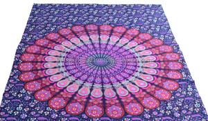 Tapiz Mandala con Diseño de Pavo Real Rosa, Estilo Bohemio Hippie, Impreso, para Cama Queen, Manta de Playa, Decoración de Pared, Picnic, Aubusson - Product Image 2