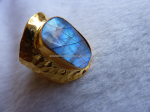 Anillo de Plata de Ley 925 con labradorita azul, joyería con relleno de oro y plata - Product Image 4