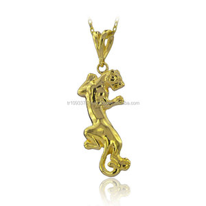 Collar con colgante de pantera de oro sólido de 14K - Product Image 1