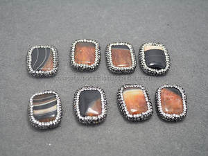 Perle à facettes en Agate de rose naturelle, couleur mixte, Rectangle, patch en cristal, druse, résultats de connecteurs en pierre - Product Image 6