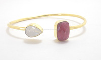 Bracelet à pierres multiples Bijoux plaqué or Bijoux à pierres précieuses naturelles faites à la main Bracelet Druzy en CZ