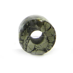 Cuentas de gran agujero de piedra preciosa, pirita de oro, mercasita, 14x8x5mm, cuentas de neumático liso, IG0145 - Product Image 4