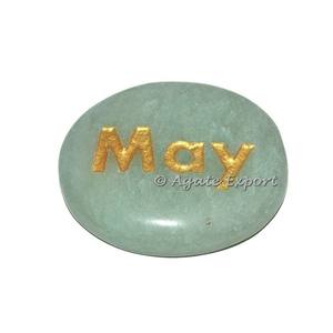 Pierre verte Aventurine "mai", pierre gravée avec des mots - Product Image 1