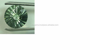 Améthyste verte naturelle traitée thermiquement, quartz de haute qualité, 13 mm, 7 carats, pierres précieuses rondes calibrées, coupe concave en forme de parapluie - Product Image 2