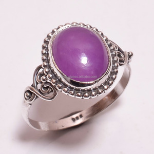 แหวนพลอยหยกสีม่วง925เงินสเตอร์ลิงเครื่องประดับขายส่งทำด้วยมือเครื่องประดับแหวนดีสำหรับผู้หญิงและเด็กผู้หญิง - Product Image 1