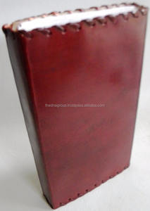 Wholesale Double Stone Leather Diary Genuine side stitch plain double stone with clasp leather notebook - Product Image 4