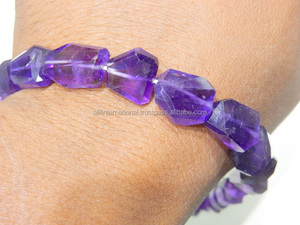 100% cuentas de piedra de amatista natural pepitas de corte escalonado Color púrpura 10-17mm tamaño cuentas baratas - Product Image 4