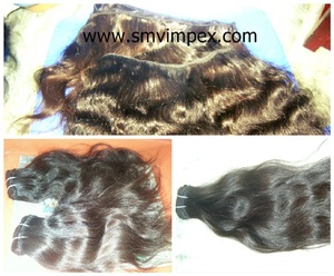 100% máquina de cabello crudo indio sin procesar cabello humano ondulado de calidad de doble trama. Cabello humano ondulado Remy DE LA India - Product Image 6