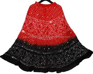 Falda Bandhej de algodón para niñas, falda India Bandhani de algodón, venta al por mayor