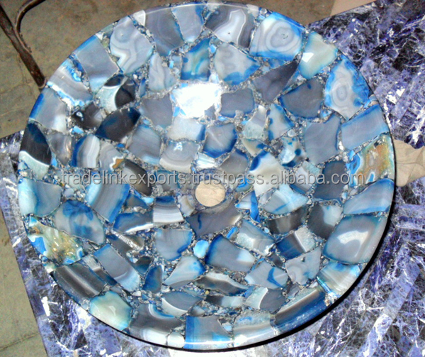 Раковина из полудрагоценного камня голубого агата, раковина из драгоценного камня Агата