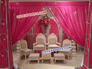 Juego de Sillas para Mandap de Boda India, Sankheda, Color Rojo y Dorado Antiguo, Sillas de Mandap con Aspecto Real, Elegantes Sillas de Mandap de Madera, EE. UU. - Product Image 6