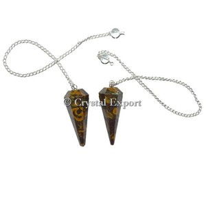Pendules de guérison à facettes en jaspe fossile : Collection haut de gamme 2016 de pendules de guérison à facettes - Product Image 1