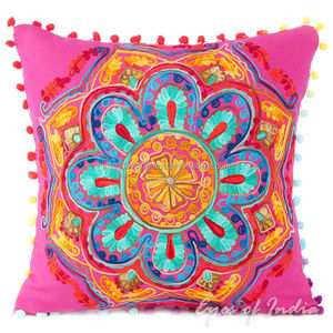 16" CUSHION COVER Bohemian Decor Indian Suzani throw cover EMBROIDERED DECORATIVE COUCH PILLOW Hippie Bohemian art wholesale Lot