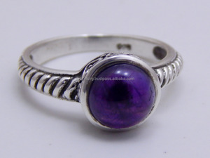 925 Sterling <b>Silver</b> Amethyst Quartz Gemstone Wedding <b>Band</b> Classic Style Fashion <b>Ring</b> for Weddings - Product Image 2