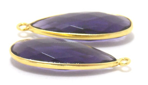 Conector de piedra natal de latón dorado personalizado hecho a mano, accesorios de joyería de amatista de múltiples piedras preciosas chapadas en oro, tamaño de cuenta MM facetado - Product Image 4