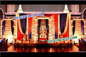 Palazzo Wedding Stage, Asian Wedding Fiber Backdrop Panel Stage, Wedding Fiber Crystal Pillar Stage <b>Set</b> - Product Image 4