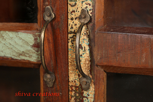 Aparador de Madera Reciclada/Reutilizada al por Mayor, con 6 Puertas de Almacenamiento, Puertas de Vidrio, Mueble Multiusos para Comedor, Resistente - Product Image 4