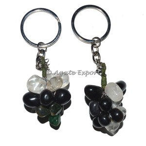 Porte-clés en raisin rose et cristal : ancien fabricant de porte-clés en pierres précieuses et exportateur de pierres semi-précieuses - Product Image 1