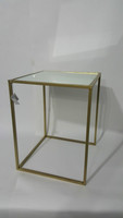 Table basse carrée moderne avec miroir, cadre en laiton, plateau en verre trempé, mobilier de salon contemporain