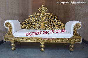 Golden Maharaja Brass Metal Sofa Set High Back Wedding Royal Brass Metal <b>Chairs</b> With Sofa Brass Metal Golden Carving Sofa Set UK - Product Image 3
