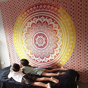 Tapiz Hippie de Mandala indio de tamaño Queen, colcha con estampado de Ombre bohemio, colgante de pared, dormitorio, decoración de Picnic, tiro de playa Aubusson - Product Image 1