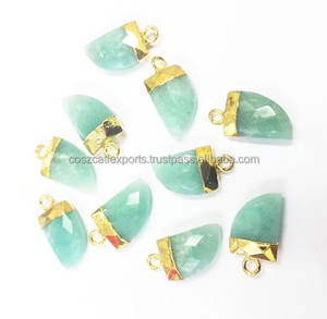 Colgante de Amazonita en Forma de Espiga Chapado en Oro y Plata, Joyería Fina de Piedra Azul Verde, Estilo Bohemio, de Terceros - Product Image 4