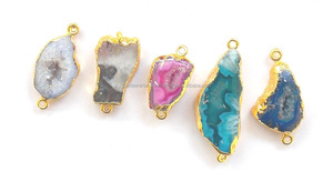 Connecteur de tranche d'agate plaqué or unisexe multi agate naturelle motif de forme de numéro mignon mariages fêtes fiançailles diamant - Product Image 3
