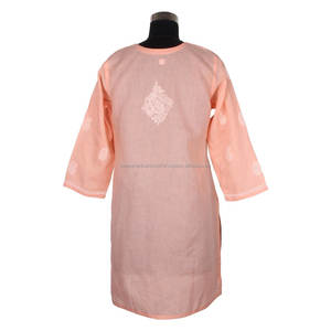 DRL 019 Kurta New Morden Fancy Long Kurti Lakhnavi Pollo Bordado Kurta Últimos diseños Kurti Venta al por mayor Kurti Cotton Chickan - Product Image 2