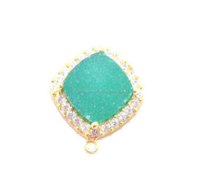 Hermosa verde Druzy 925 plata esterlina chapado en oro Natural Multi piedra preciosa joyería conector hecho a mano - Product Image 2