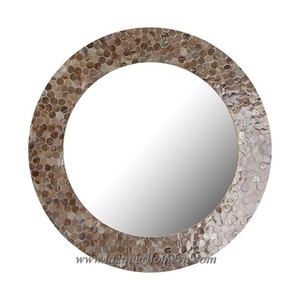 HT3126 Elegant <b>Antique</b> Mother of Pearl Inlaid MDF Wood Mirror <b>Frame</b> Vietnam Design for Bathroom Decorative Use lacquerhomevn.com - Product Image 4