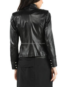 Premium femmes peau de mouton matelassé Bomber veste en cuir hiver vêtements d'extérieur décontractés coupe confortable Look moderne imperméable - Product Image 2