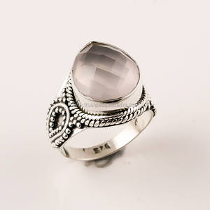 แหวนควอตซ์เหลี่ยมเพชรพลอยสีเงิน925ขายส่งสำหรับงานแต่งงานแบบอินเดียคลาสสิกหมั้นของขวัญเครื่องประดับผลิตจำนวนมาก - Product Image 1