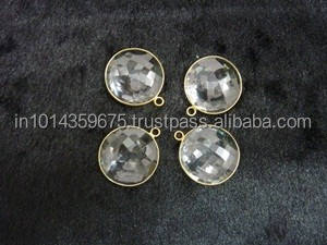 Vermeil-Colgante de Plata de Ley 925 y oro, joyería fina, Conector de piedras preciosas de cristal - Product Image 4