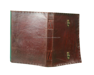 การเย็บข้างสมุดโน๊ตหนังแท้สีน้ำตาลล้วนพร้อมล็อกแบบโบราณ2ชิ้น A5สมุดบันทึกไดอารี่วินเทจพร้อมกระดาษสีขาวเปล่า - Product Image 4